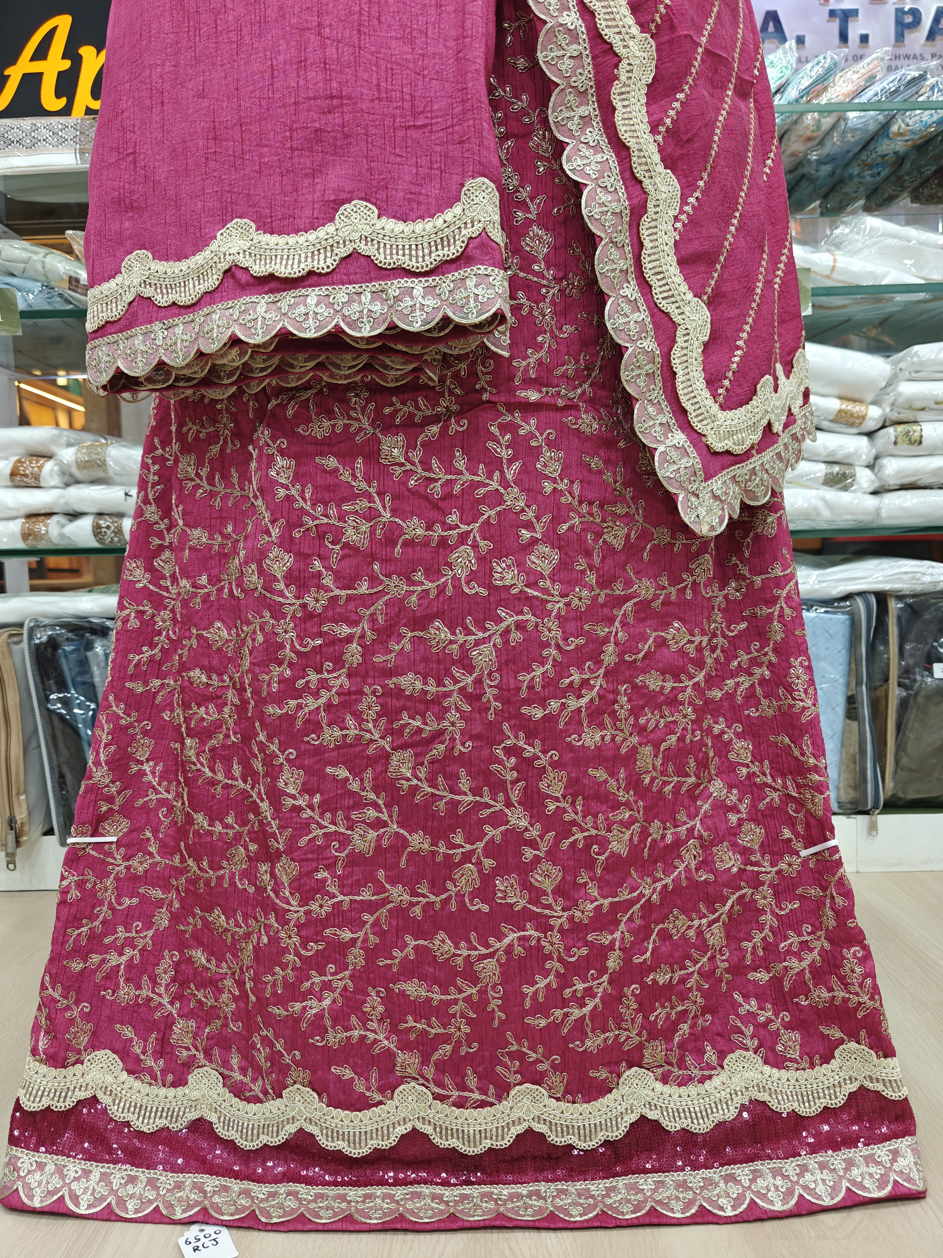  Embroidered Deep Pink Heavy Rida cum Jori  Bridal RCJ 